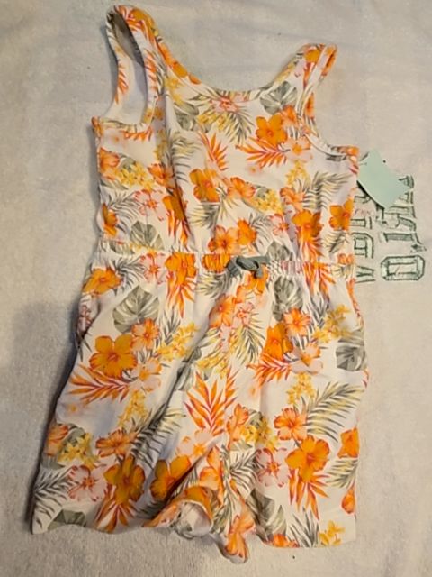 white/orange Wonder Nation Flowered One Piece, 4T G