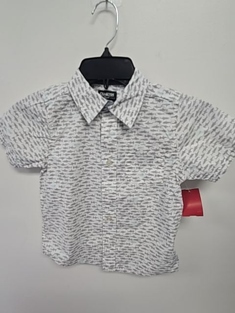 White/Grey/Blue Shark OshKosh Button Up, 5T B