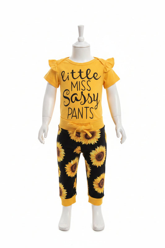 Yellow/Black Sunflower Boutique Outfit, NB G