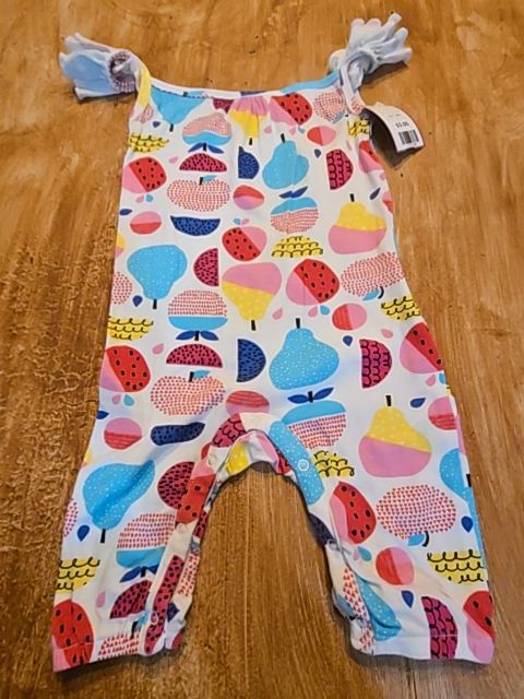 White/Colorful Fruit Little Star Organic Pant One Piece, 12M G