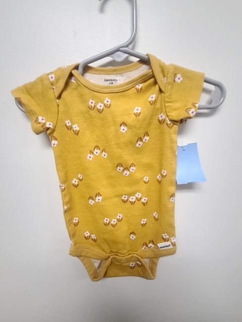 Yellow/White Flower Gerber Onesie, 3M G