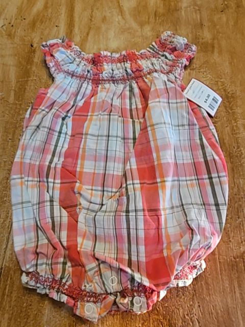 Pink/White/Green Plaid Gymboree Short One Piece, 12M G