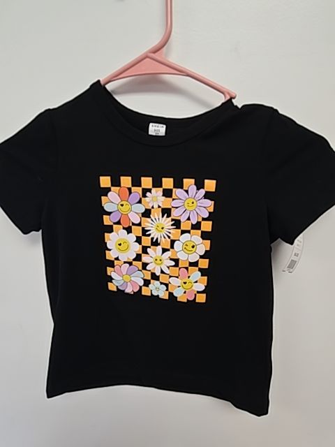 Black/Colorful Flowers Shein Shirt, 5T G