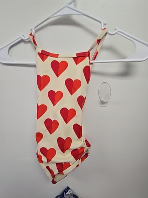 Cream/Red Hearts Hanna Andersson Swim Suit, 4T G