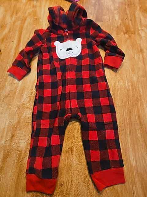 Black/red plaid Carters Bear one piece, 9M B