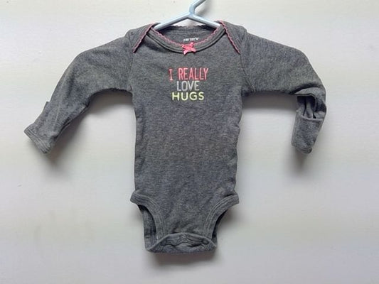 Grey Carters Love hugs long sleeve onesie, NB G