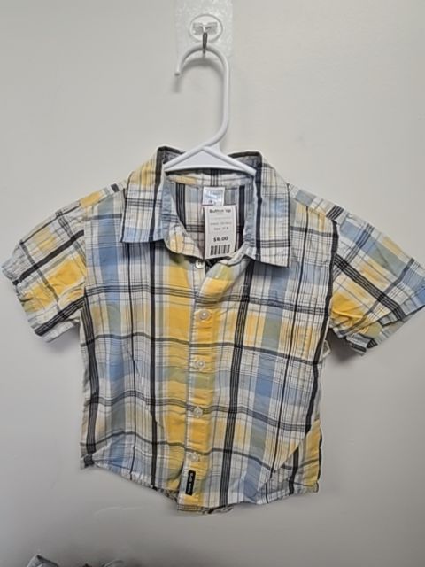 Blue/Yellow/White Plaid Old Navy Button Up, 3T B