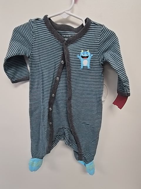 Blue/Grey Striped Monster Carters Sleeper, 6M B