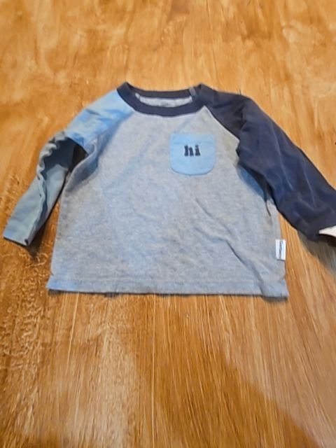 Grey/Navy Gerber Longsleeve Shirt, 6M B