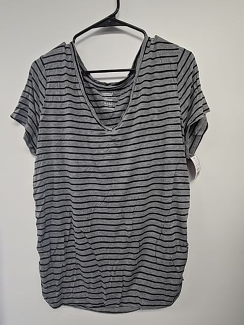 Grey/Black Striped Motherhood Maternity Shirt, XX-Large