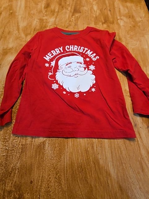 Red/White Santa Holiday Time Longsleeve Shirt, 5T B