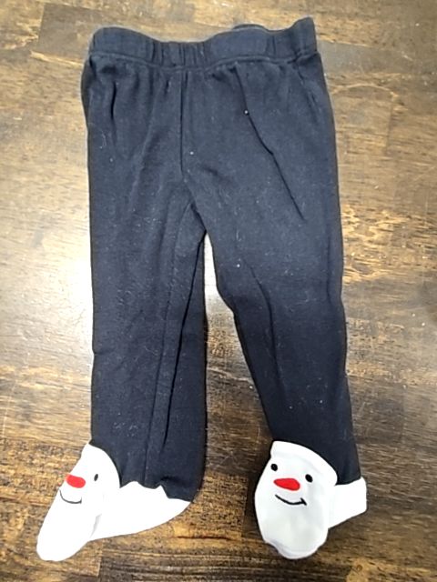Black/White Snowman Carters Footed Pants, 3M B
