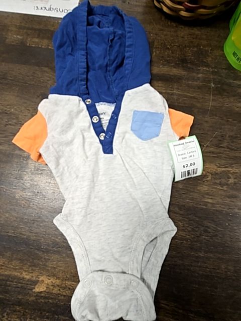 Grey/Navy/Orange Carters Hooded Onesie, 3M B