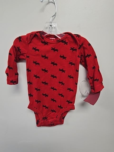 Red/Black Moose Carters Longsleeve Onesie, 6M B