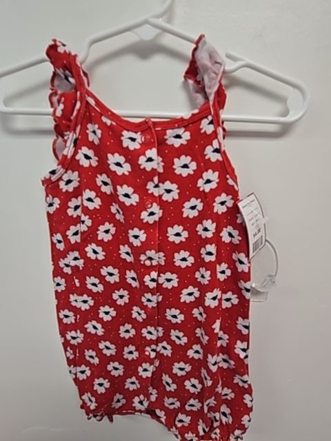 Red/White Flower Carters Short One Piece, 6M G