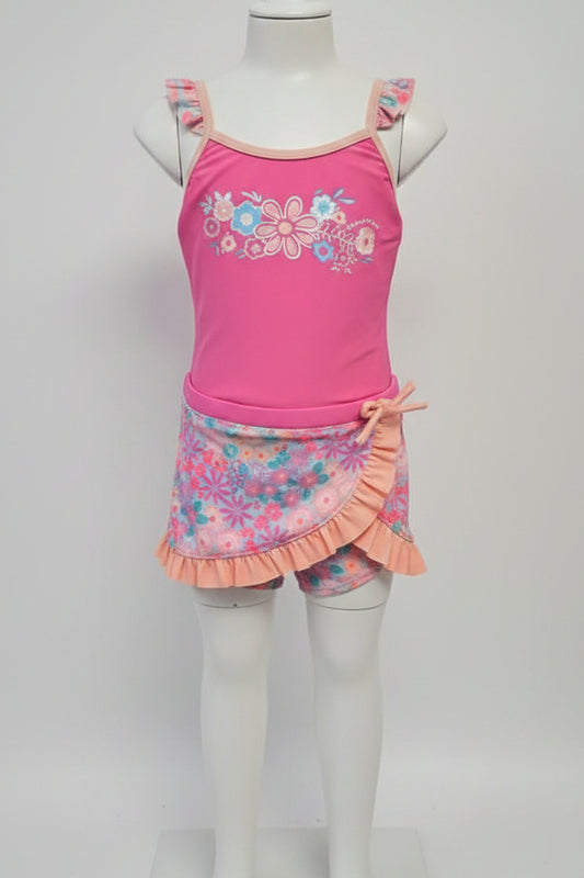 Pink/Orange Zeroxposur Swim Suit (3pc), 5T G