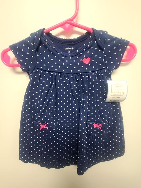 Navy/White Polka Dot Carters Dress, 3M G