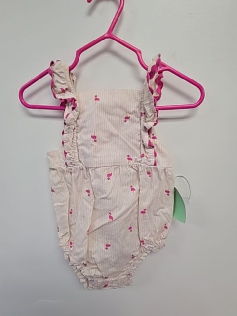 Pink/White Striped Flamingo Carters Bubble Romper, 6M G