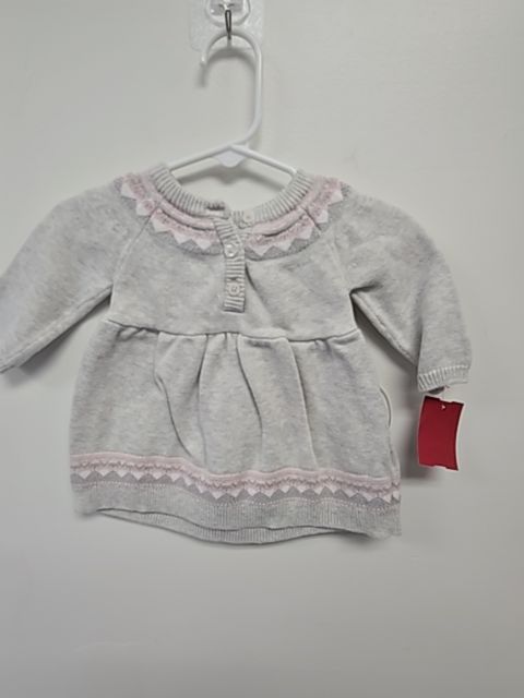 Grey/Pink/White Carters Sweater Dress, 3M G