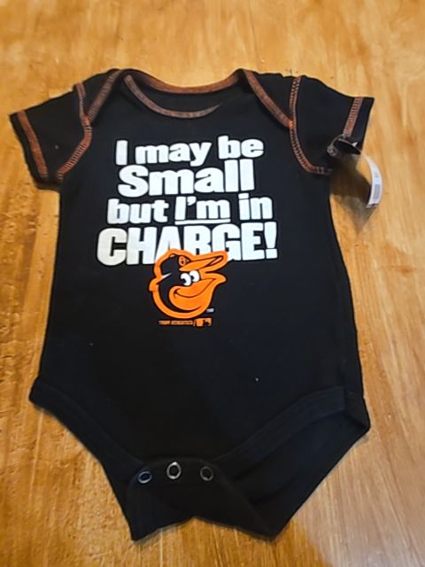 Black/Orange/White Orioles Onesie, 6M B