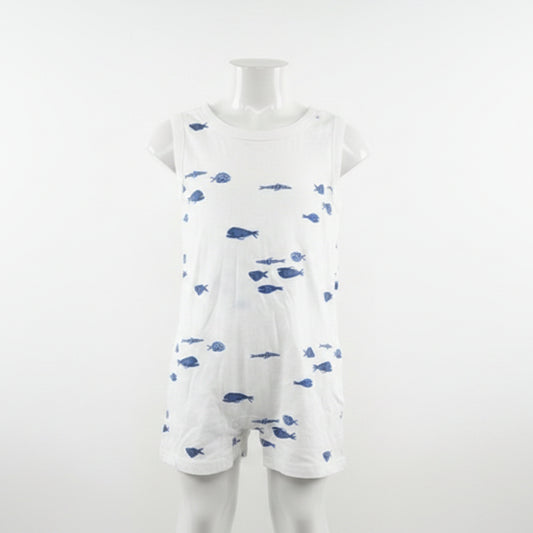 White/Blue Fish Carters Short One Piece, 2T B