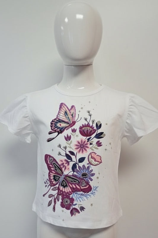 White/Pink Butterfly Isaac Mizrahi Shirt, 5T G