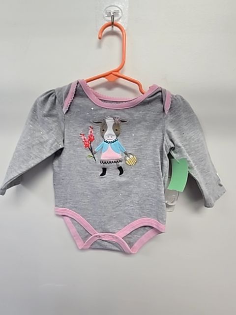 Grey/Pink John Deere Longsleeve Onesie, 3M G