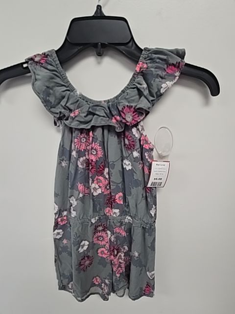Grey/Pink Flower Childrens Place Romper, 5T G