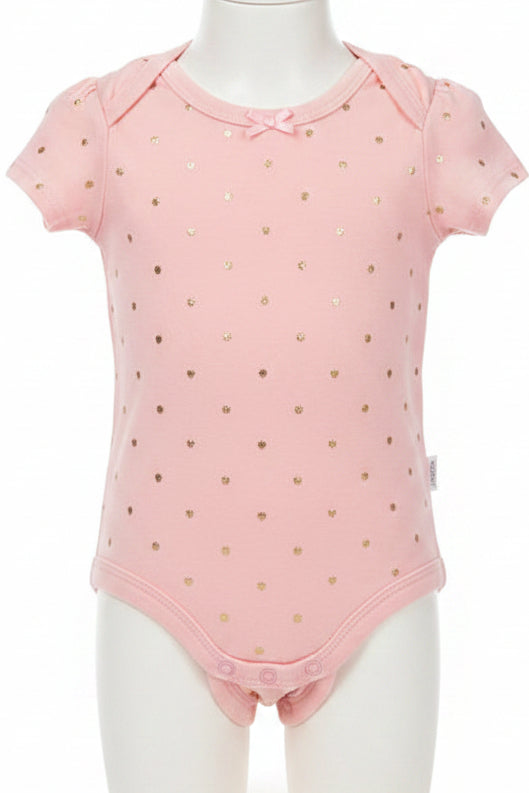 Pink/Silver Polka Dot Carters Onesie, NB G