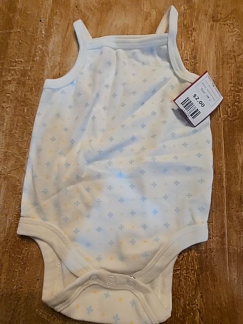 White/Blue/Yellow Sterling Baby Tank Top Onesie, 9M G