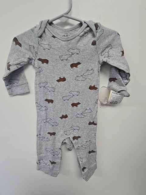 Grey/Brown Bear Carters Pant One Piece, 6M B