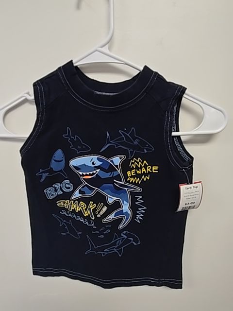 Navy Shark Toughskins Tank Top, 3T B