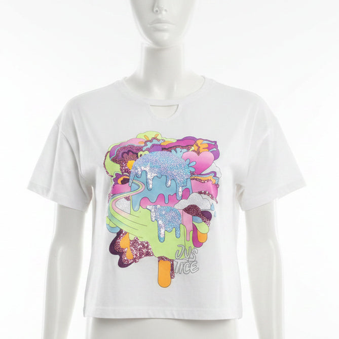White/Colorful Popsicle Justice Shirt, 12 G