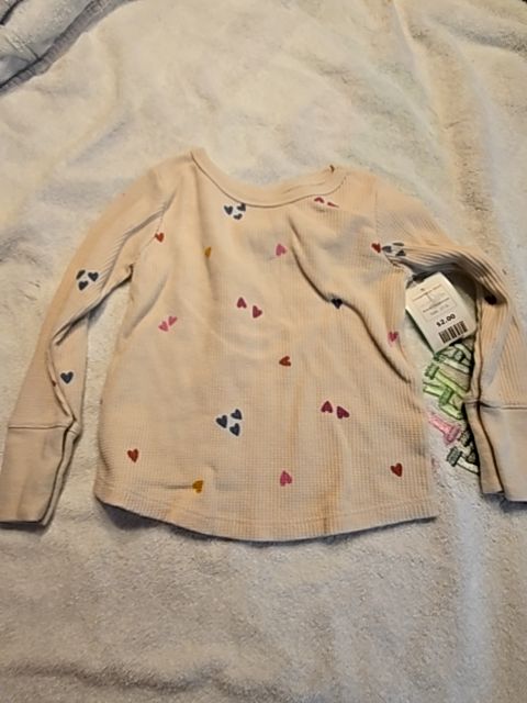 Tan/Colorful Heart Garanimals Longsleeve Shirt, 2T G