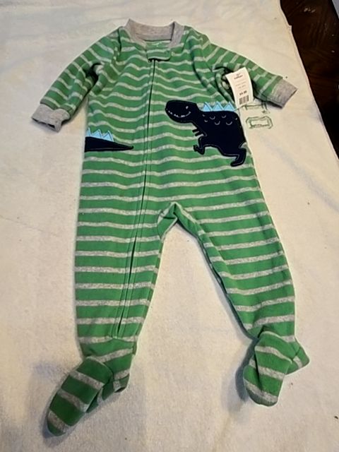 Green/Grey Striped Dino Carters Sleeper, 6M B