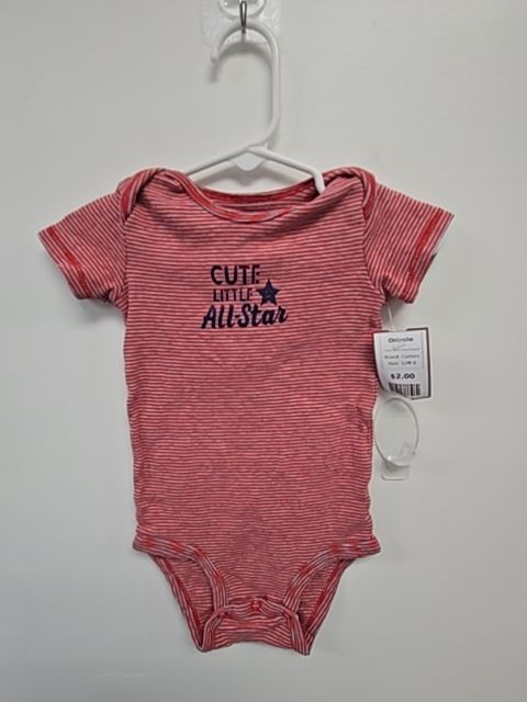 Red/Grey Striped Carters Onesie, 12M B