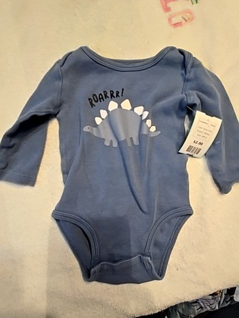 Blue Dino Pekkle Longsleeve Onesie, 6M B