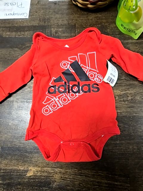 Red Adidas Longsleeve Onesie, 3M B