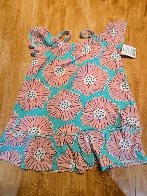 Blue/Pink Flowers Okie Dokie Dress, 5T G