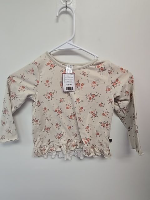 Tan/Pink Flower Modern Moments Longsleeve Shirt, 2T G