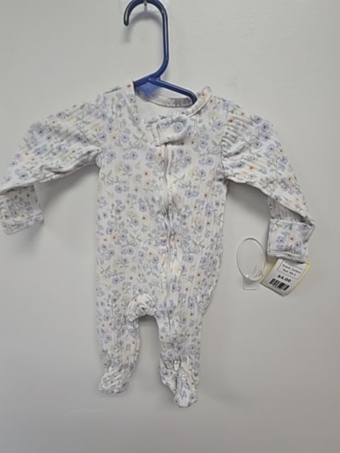 White/Blue/Pink Flowers Carters Sleeper, NB G