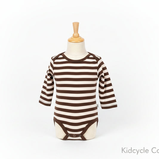 Brown/Pink Striped Old Navy Longsleeve Onesie, 6M G