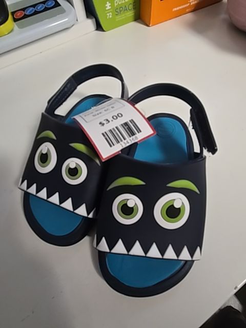 Navy Monster Wonder Nation Sandals, 6C B