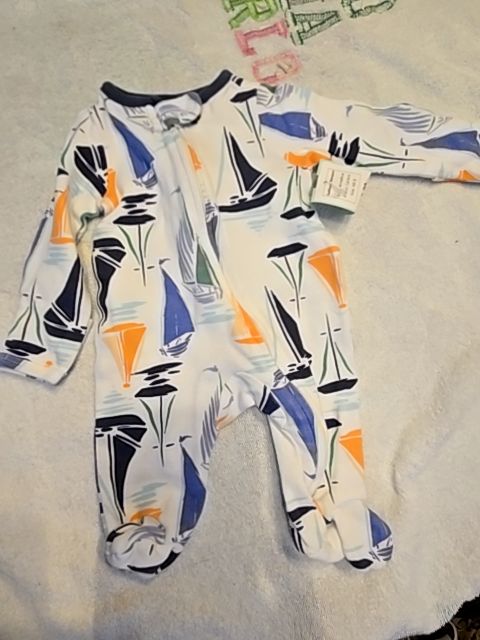 White/Blue Carters Sailboat Sleeper, NB B