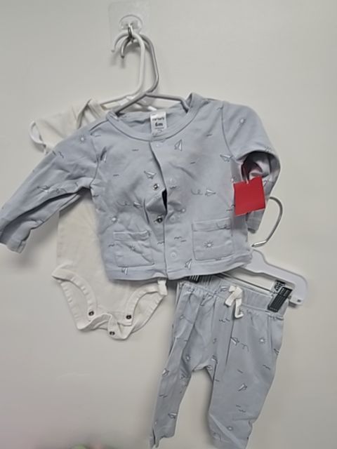 Blue/White Paper Airplane Carters 3 Pc Outfit, 6M B
