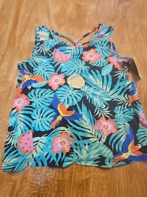 Black/Green/Colorful Flowers Childrens Place Tank Top, 4T G
