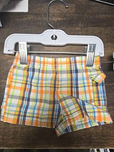 Blue/Orange/Green Plaid Garanimals Shorts, NB B