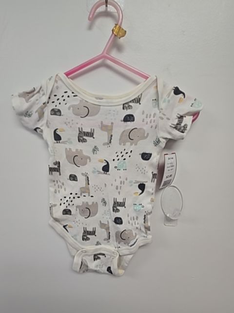 White Animal Gerber Onesie, NB B