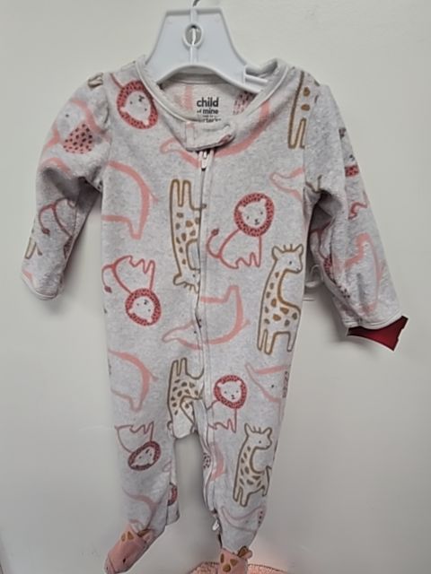 Grey/Pink Animal Carters Sleeper, 6M G