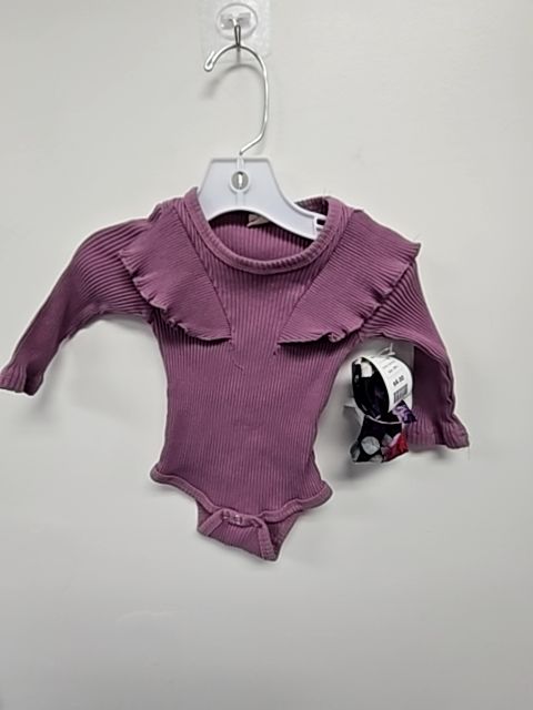Purple/Black Flowers Boutique Outfit W/Bow, 6M G